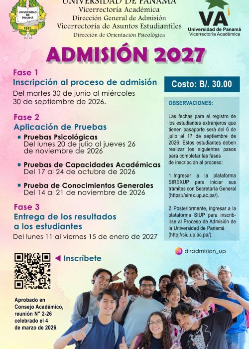 FASES DEL PROCESO DE ADMISIÓN 2027